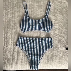 Blue & white striped bikini
